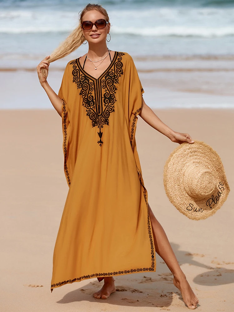 EDOLYNSA 2022 Yellow Embroidered Loose Kaftan Casual Summer Vacation Maxi Dress Women Clothes Beach Wear Swimsuit Cover Up Q1465
EDOLYNSA 2022 Yellow Embroidered Loose Kaftan Casual Summer Vacation Maxi Dress Women Clothes Beach Wear Swimsuit Cover Up Q1465