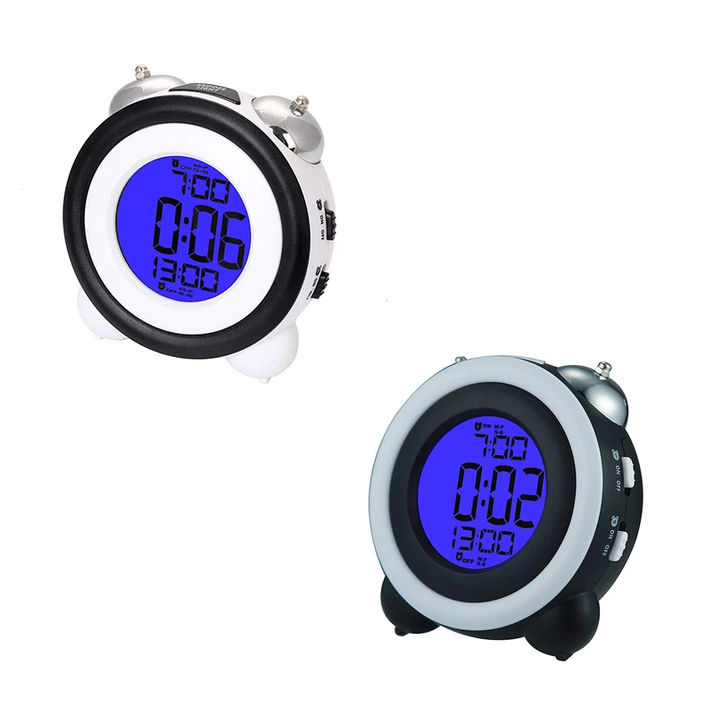 

4 Inch Twin Bell Alarm Clock Loud Led Digital Alarm Clock Time Date Display,2 Sets Of Alarm Clocks,Blue Light & Snooze Function