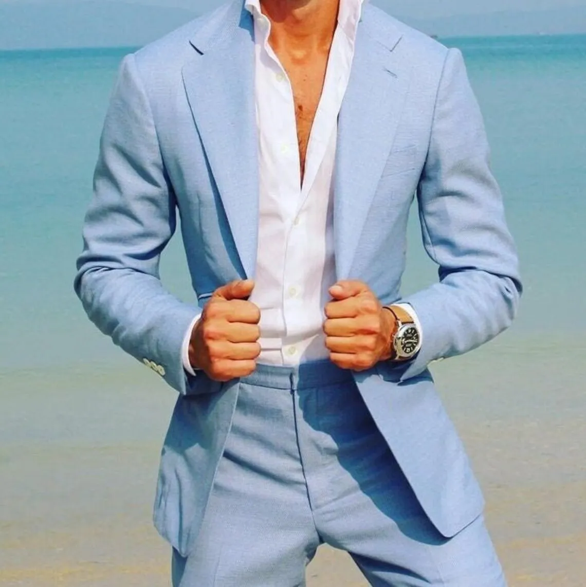 Sky Blue 2022 New Arrival Terno Masculino Slim Fit Blazers Groom Suits For Men Latest Two-Piece Jacket+Pants Trajes De Hombre
Sky Blue 2022 New Arrival Terno Masculino Slim Fit Blazers Groom Suits For Men Latest Two-Piece Jacket+Pants Trajes De Hombre