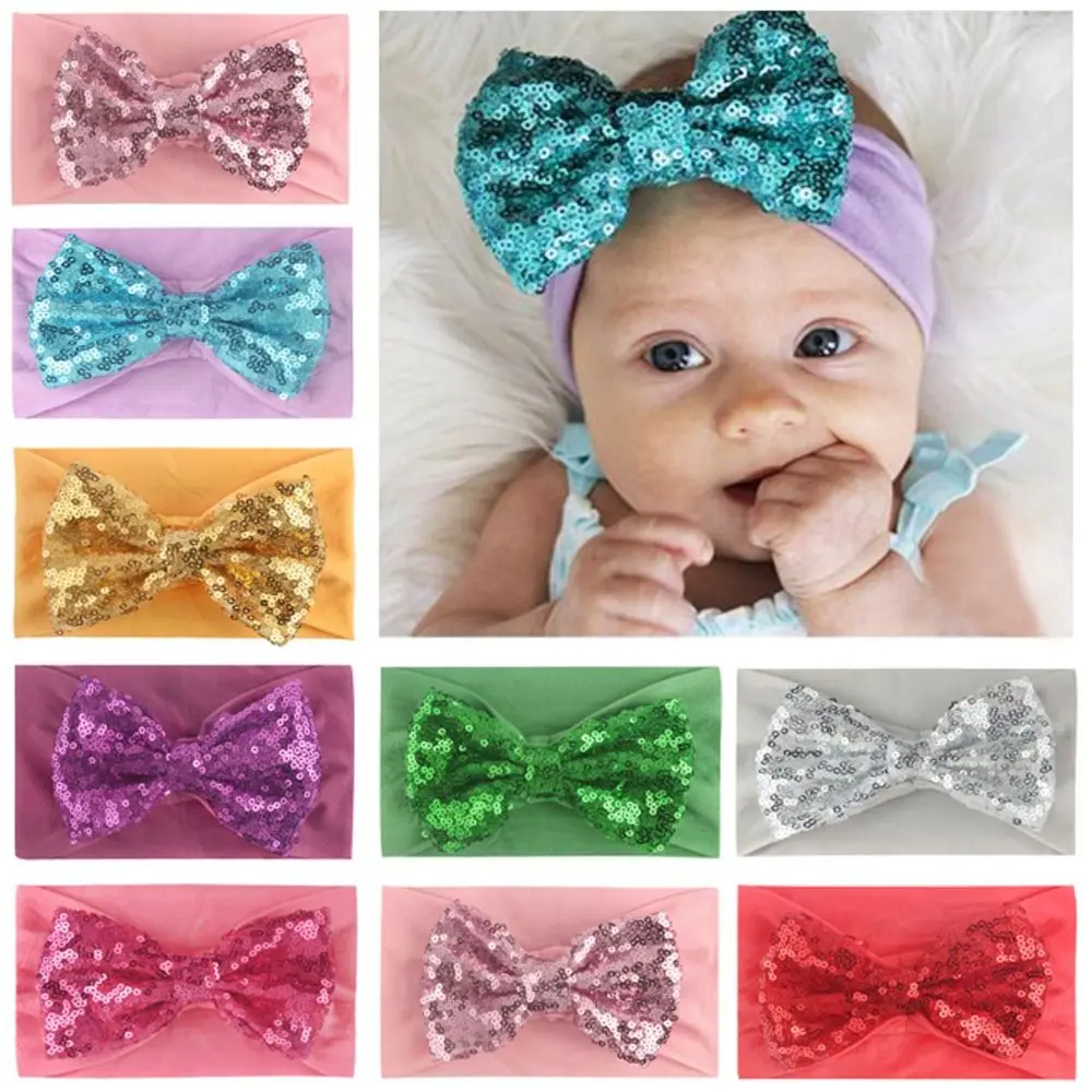 Girls Toddlers Nylon Head Wraps Hair Bow Headbands Infant Headwear Baby Sequin Bows Baby Headband Baby Headdress
Girls Toddlers Nylon Head Wraps Hair Bow Headbands Infant Headwear Baby Sequin Bows Baby Headband Baby Headdress