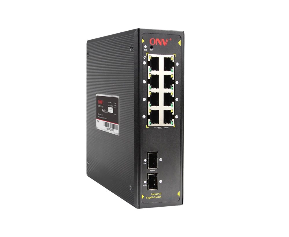 Unmanaged industrial Ethernet fiber switch with 8*10/100/100M RJ45 ports and 2*1000M uplink SFP
Unmanaged industrial Ethernet fiber switch with 8*10/100/100M RJ45 ports and 2*1000M uplink SFP