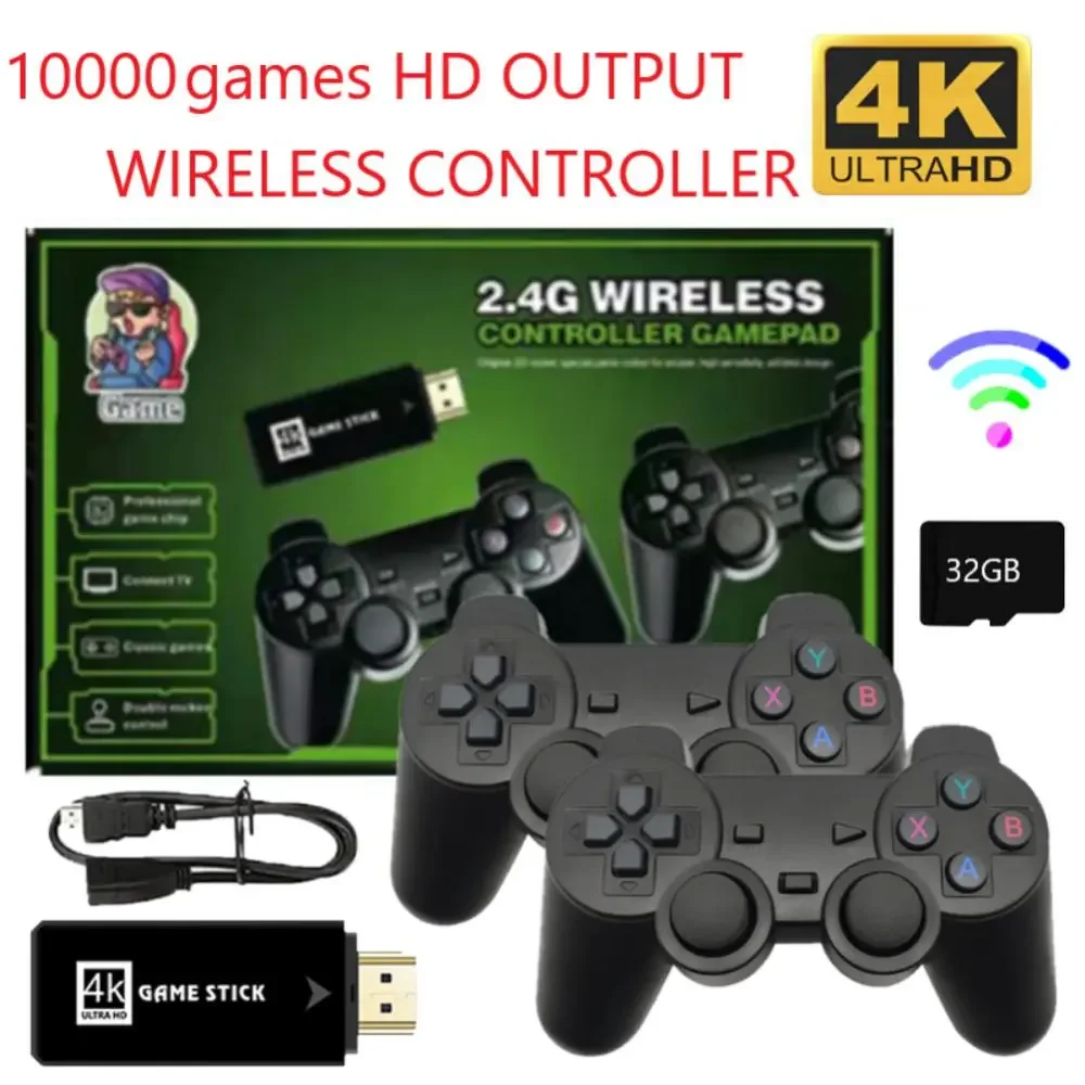 

NEW2023 Game Console 32G Stick Lite 4K Console Built-in 10000 Games Retro Game Console Wireless Controller For PS1/GBA Kid Xmas