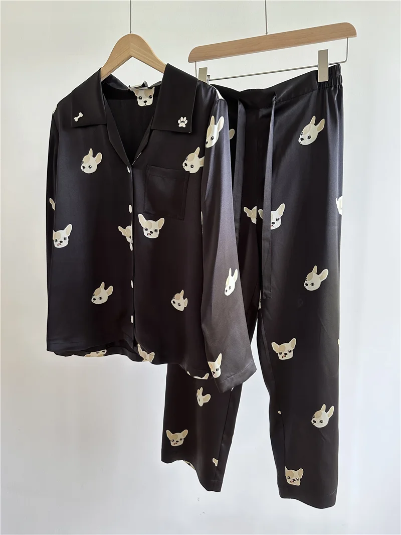

Mulberry Silk Nightdress Silk Printed Pajamas Super Comfortable Loungewear Suit Men's and Women's Sexy Sleepwear Pijamas Women