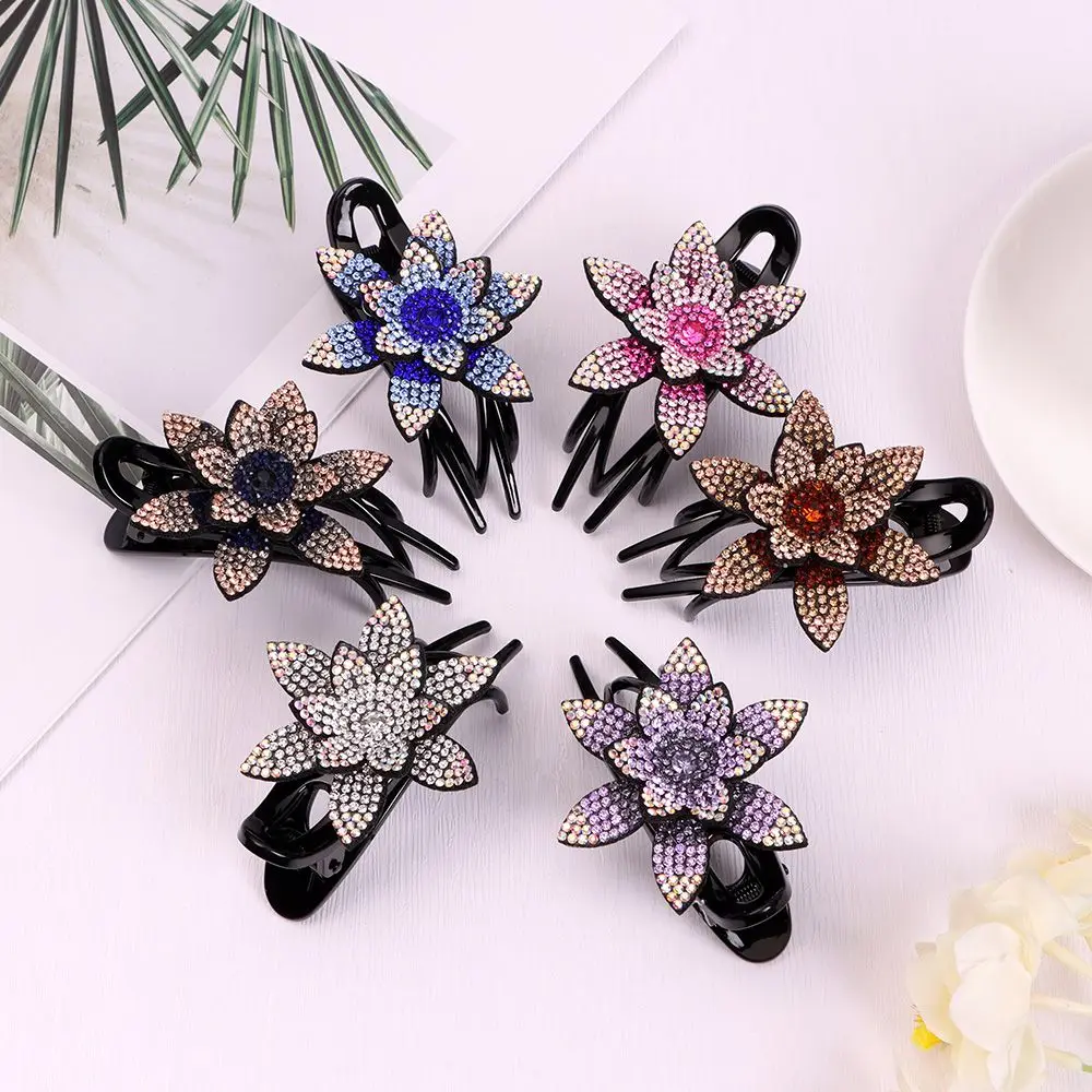 Fashion Colorful Flower Shiny Rhinestone Hairpin Hollow Heart Hair Clip Barrette Hair Accessories For Women Hair Claw Headwear 
Fashion Colorful Flower Shiny Rhinestone Hairpin Hollow Heart Hair Clip Barrette Hair Accessories For Women Hair Claw Headwear