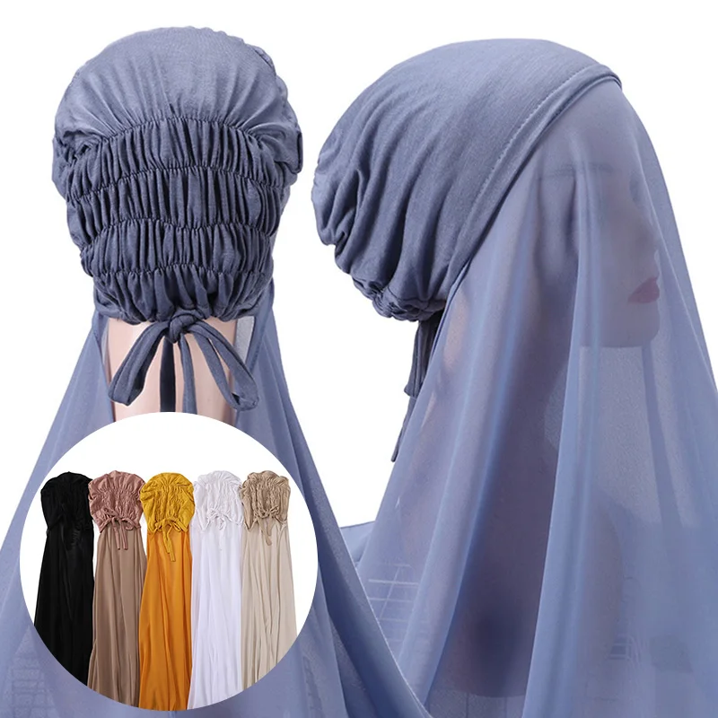 Fashion Chiffon Hijab Scarf Under Cap 2 in 1 Muslim Veil Scarves Women Islam Underscarf Headscarf Turban Headwrap
Fashion Chiffon Hijab Scarf Under Cap 2 in 1 Muslim Veil Scarves Women Islam Underscarf Headscarf Turban Headwrap