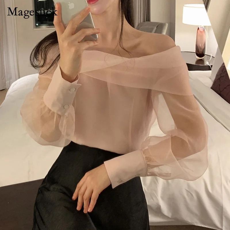 Women Korean Solid Transparent Long Sleeve Tops 2022 Spring New Mesh Blouse Ladies Elegant Clavicle One-shoulder Shirt 13412
Women Korean Solid Transparent Long Sleeve Tops 2022 Spring New Mesh Blouse Ladies Elegant Clavicle One-shoulder Shirt 13412