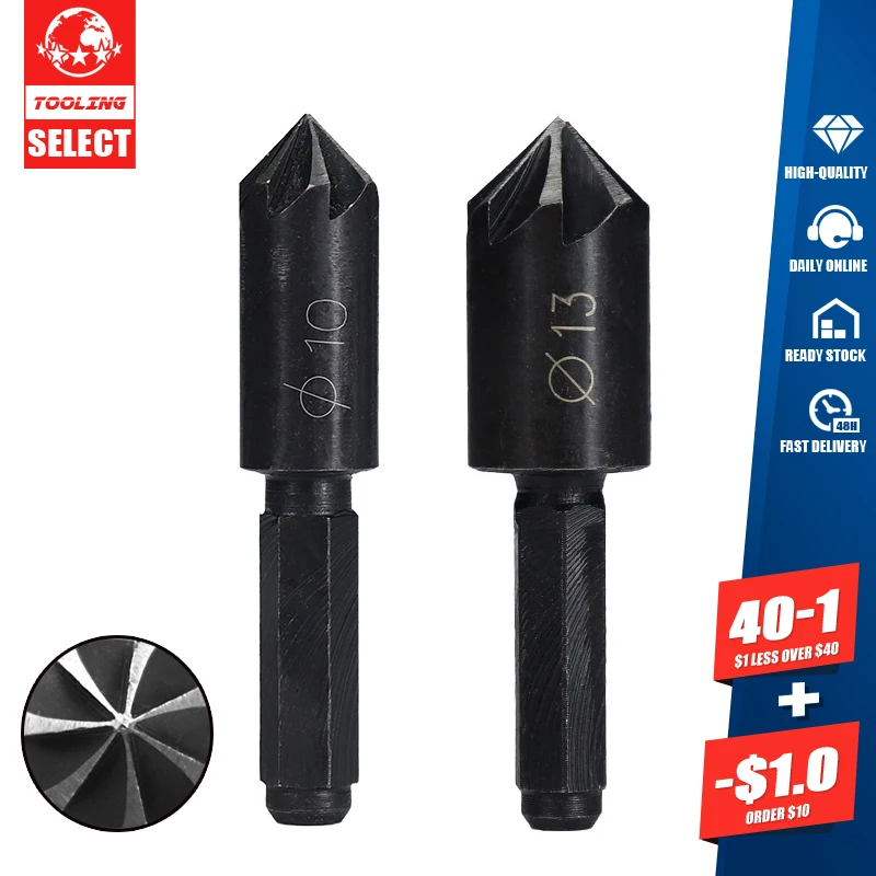 2pcs High Carbon Steel 7-Edge Chamfering Cutter Drilling Bit Carpenter Punching 1/4 Hex Handle Electric Drill Accessories
2pcs High Carbon Steel 7-Edge Chamfering Cutter Drilling Bit Carpenter Punching 1/4 Hex Handle Electric Drill Accessories
