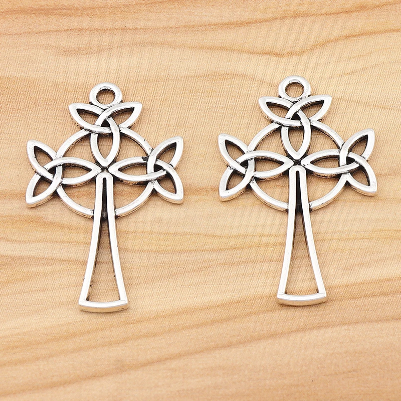 

20 Pieces Antique Silver Tone Celtic Knot Cross Charms Pendants Pagan Wiccan For DIY Necklace Jewellery Making Findings