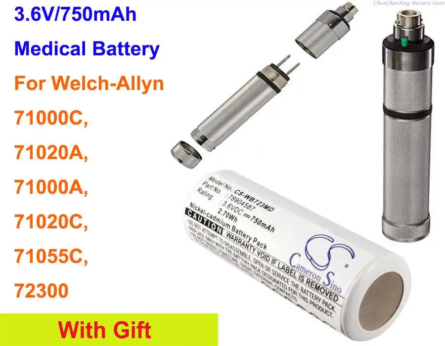 Cameron Sino 750mAh Battery for Welch-Allyn 71000C, 71020A, 71000A, 71020C, 71055C, 72300
Cameron Sino 750mAh Battery for Welch-Allyn 71000C, 71020A, 71000A, 71020C, 71055C, 72300