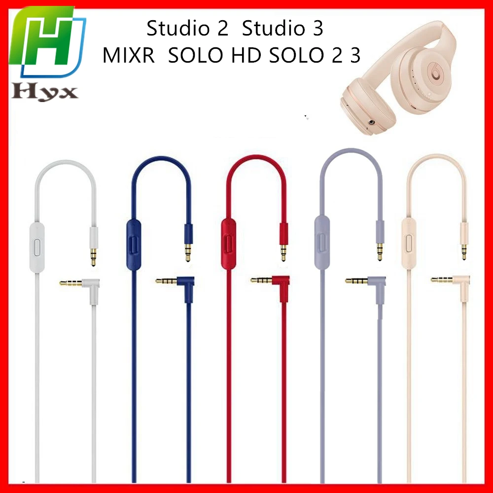 

HYX 3.5mm Audio Line For Beats Studio 2.0 3.0 SOLO HD Pro Mixr Microphone Headset High Quality 2 Plugs Extension Cable 140cm
