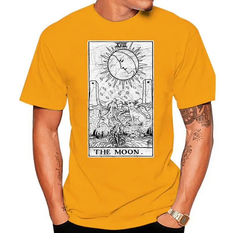 

The Moon Tarot Card Major Arcana Fortune Telling Occult Tshirt Men Tee Shirt Crewneck Tee Shirt Tops Printing