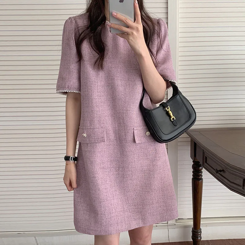 Sweet Women Dress Women Korean Summer Fashion Round Neck Mini Dresses Trend 2022 Short Sleeve Slim Waist Solid Clothes Vestidos
Sweet Women Dress Women Korean Summer Fashion Round Neck Mini Dresses Trend 2022 Short Sleeve Slim Waist Solid Clothes Vestidos