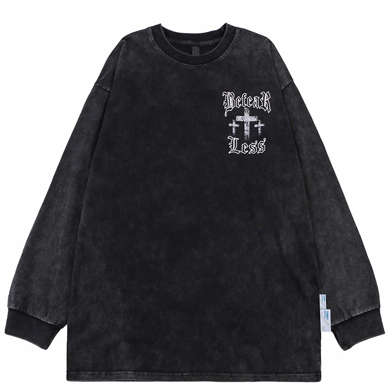 HeeneBerry Men Streetwear Hip Hop Washed Black T Shirt Retro Skull Skeleton Cross Graphic T-Shirt Long Sleeve Cotton Harajuku
HeeneBerry Men Streetwear Hip Hop Washed Black T Shirt Retro Skull Skeleton Cross Graphic T-Shirt Long Sleeve Cotton Harajuku