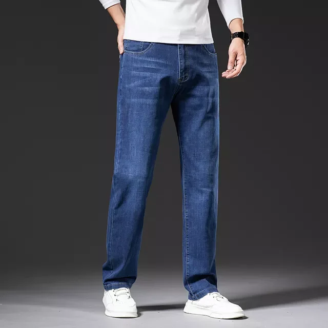 Winter New Men's Business Jeans Plus Size 40 42 44 46 Stretch Cotton Denim Straight-leg Pants Male Trousers Brand Autumn 
Winter New Men's Business Jeans Plus Size 40 42 44 46 Stretch Cotton Denim Straight-leg Pants Male Trousers Brand Autumn