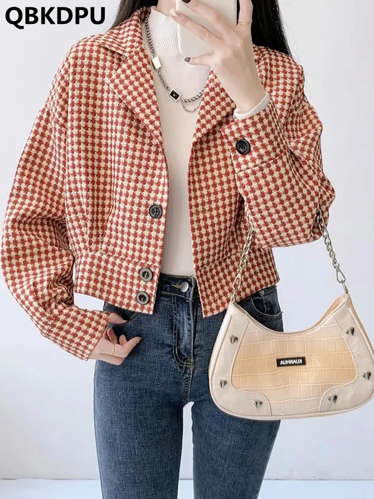 Korean Slim Short Plaid Suit Coats Casual Vintage Jackets Spring New Fashion Women Ceketler Elegant Streetwear Chaquetas
Korean Slim Short Plaid Suit Coats Casual Vintage Jackets Spring New Fashion Women Ceketler Elegant Streetwear Chaquetas