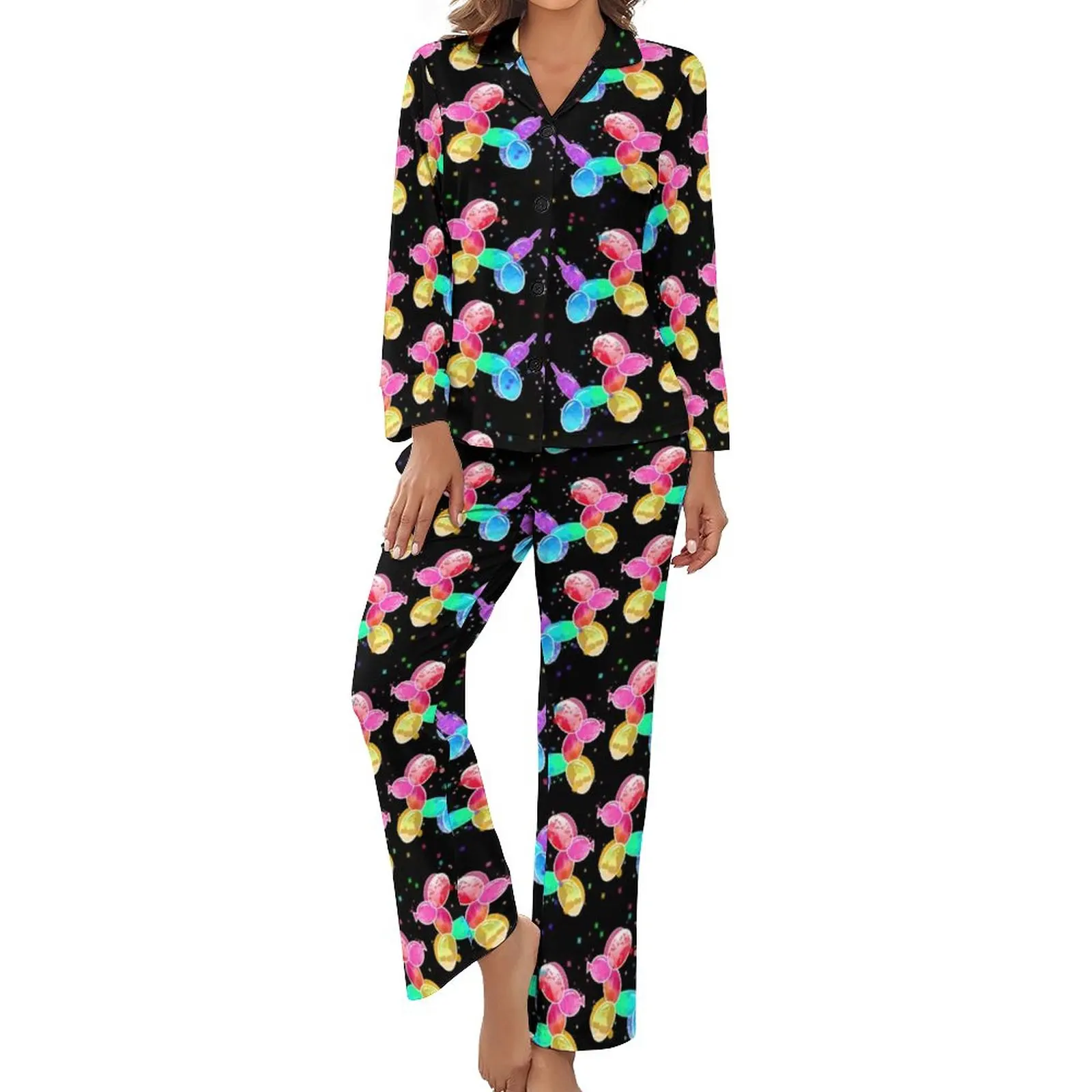 Watercolor Balloon Pajamas Long Sleeves Cute Dogs Print 2 Pieces Casual Pajama Sets Lady V Neck Cute Home Suit
Watercolor Balloon Pajamas Long Sleeves Cute Dogs Print 2 Pieces Casual Pajama Sets Lady V Neck Cute Home Suit