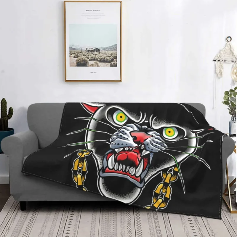 Traditional Tattoo Panther Head Illustration Blanket Gothic Fleece Flannel Cute Plaid Throw Blankets For Car Plush Thin Quilt 
Traditional Tattoo Panther Head Illustration Blanket Gothic Fleece Flannel Cute Plaid Throw Blankets For Car Plush Thin Quilt