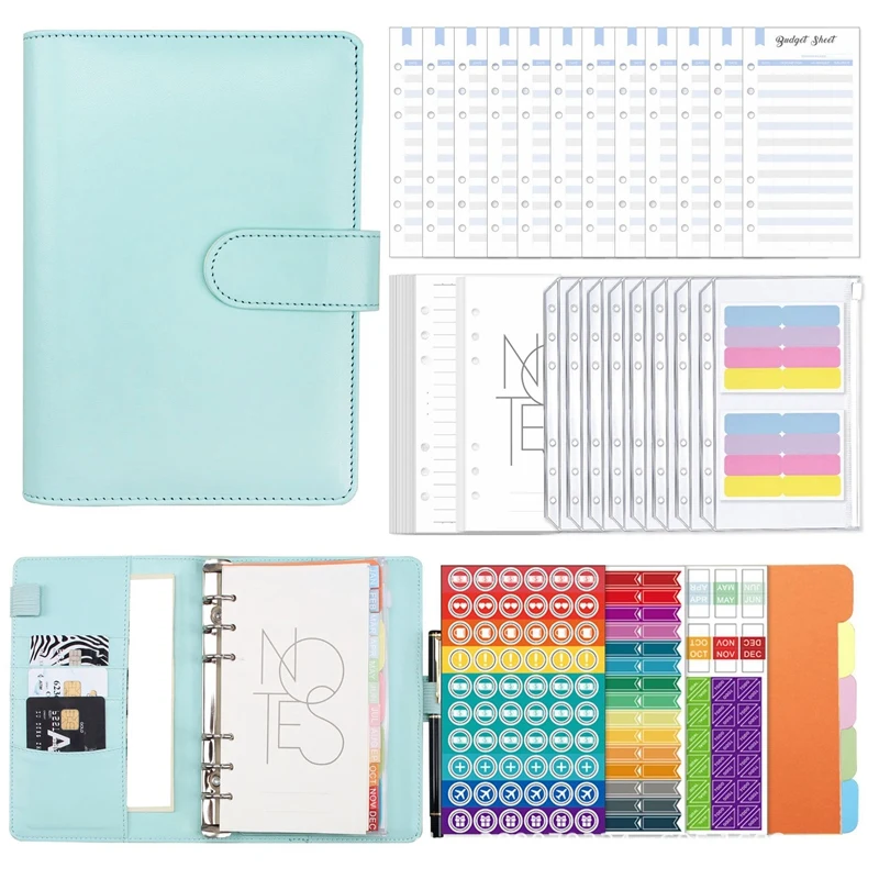 A6 PU Leather Binder Budget Envelope Planner Organizer Set With Pockets,Expense Budget Sheets And Letter Sticker
A6 PU Leather Binder Budget Envelope Planner Organizer Set With Pockets,Expense Budget Sheets And Letter Sticker