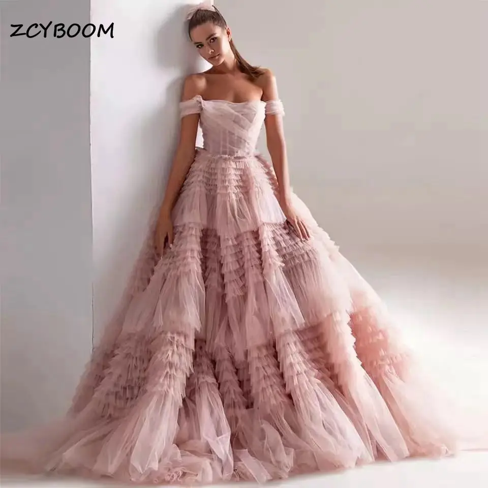 Elegant Dusty Pink Long Prom Gowns 2022 Sweetheart Tiered Tulle Ruffles Evening Dresses Off The Shoulder A-Line Party Dresses
Elegant Dusty Pink Long Prom Gowns 2022 Sweetheart Tiered Tulle Ruffles Evening Dresses Off The Shoulder A-Line Party Dresses