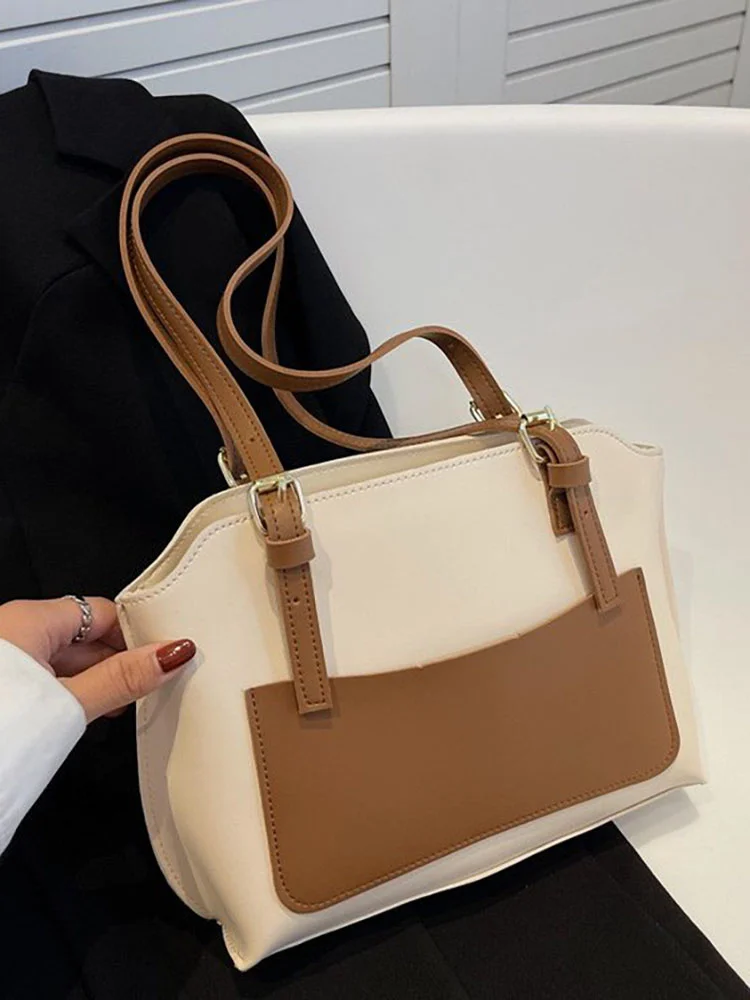 Повседневная контрастная женская сумка-тоут с верхней ручкой, модная новая женская сумка на плечо, Роскошные Дизайнерские Сумки из искусст... 
Повседневная контрастная женская сумка-тоут с верхней ручкой, модная новая женская сумка на плечо, Роскошные Дизайнерские Сумки из искусст...