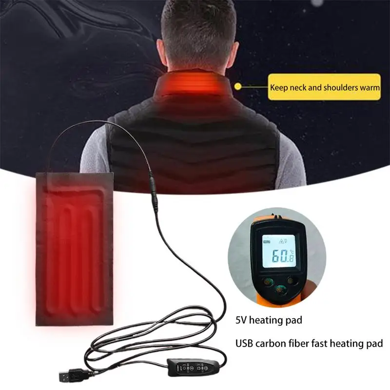 

Грелка из углеродного волокна с USB-зарядкой, коврик для подогрева талии и живота, нагревательные подушечки для одежды с регулируемой температурой для шеи и спины