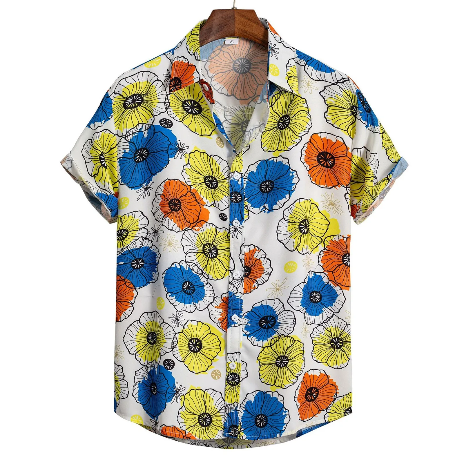 Casual Men's Loose Lapel Print Color Short Cuff Button Shirt Sand Beach Hawaiian Summer Top Button Shirts Chemise
Casual Men's Loose Lapel Print Color Short Cuff Button Shirt Sand Beach Hawaiian Summer Top Button Shirts Chemise
