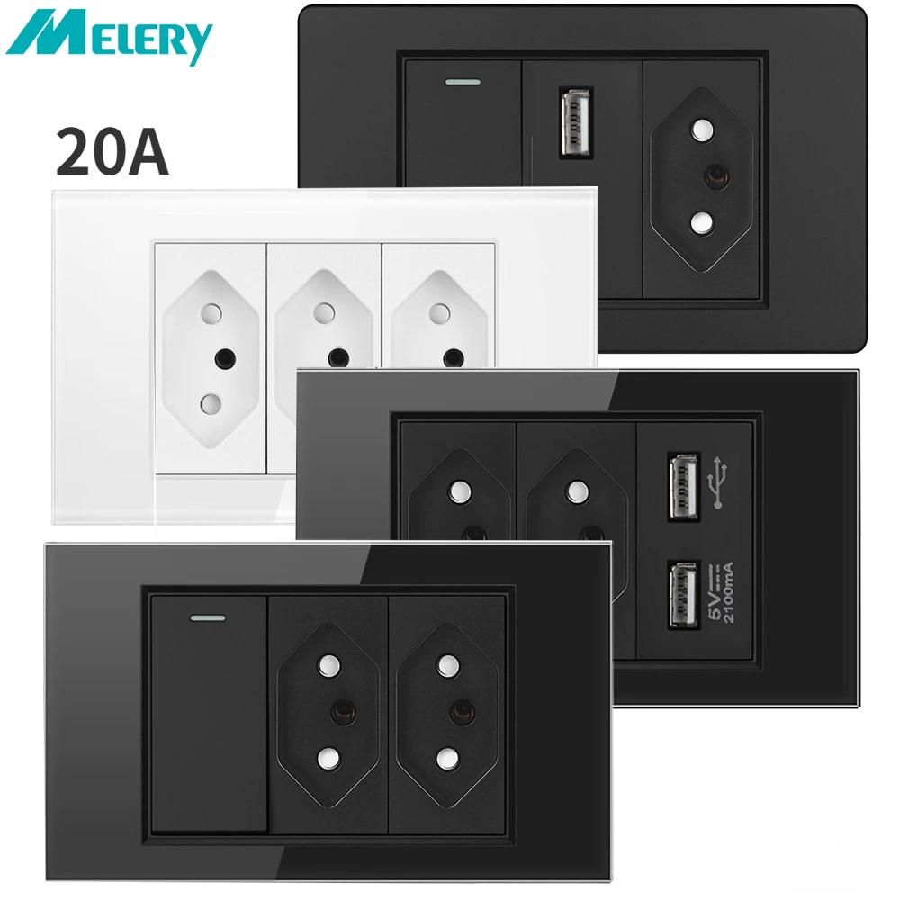 20A Brazil Wall USB Socket Brazilian Plug Power Tomada Pressure Switch Tempered Glass Panel 118 Position Jack Outlet Home Office
20A Brazil Wall USB Socket Brazilian Plug Power Tomada Pressure Switch Tempered Glass Panel 118 Position Jack Outlet Home Office