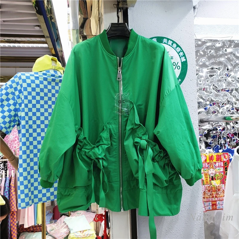 Fashion Baseball Jacket for Women Patchwork Ruffled Loose Temperament Top Female Coat Veste Femme 2022 Spring
Fashion Baseball Jacket for Women Patchwork Ruffled Loose Temperament Top Female Coat Veste Femme 2022 Spring