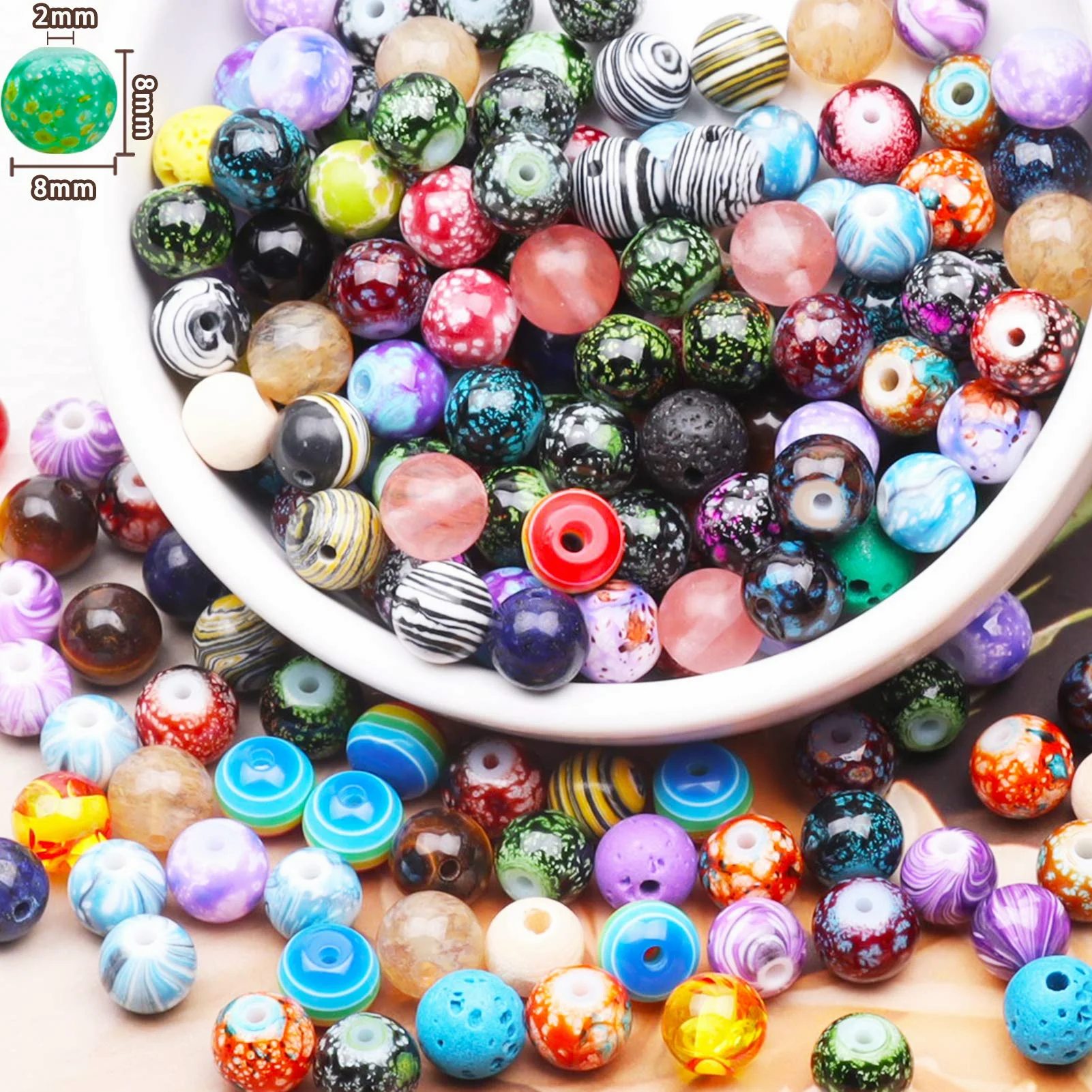 Round Acrylic Rainbow Beads for Jewelry Making Smooth Glass Beads Bulk in Patterns Loose Beads for Diy Earring Bracelet Necklace
Round Acrylic Rainbow Beads for Jewelry Making Smooth Glass Beads Bulk in Patterns Loose Beads for Diy Earring Bracelet Necklace