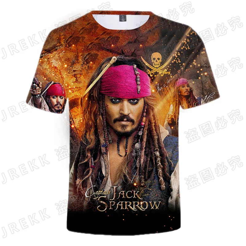 Летняя 3D футболка с изображением пиратов Карибского моря для мужчин и женщин