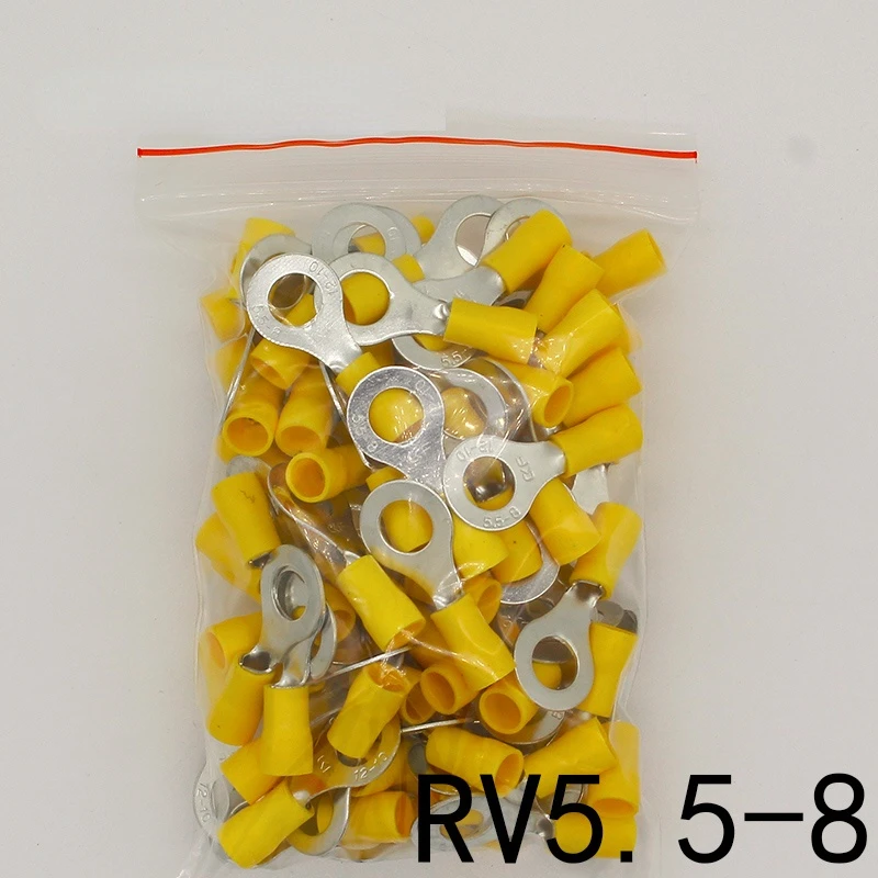 

RV5.5-8 Yellow Ring insulated terminal suit 4-6mm2 Cable Wire Connector cable Crimp Terminal 50PCS/Pack RV5-8 RV