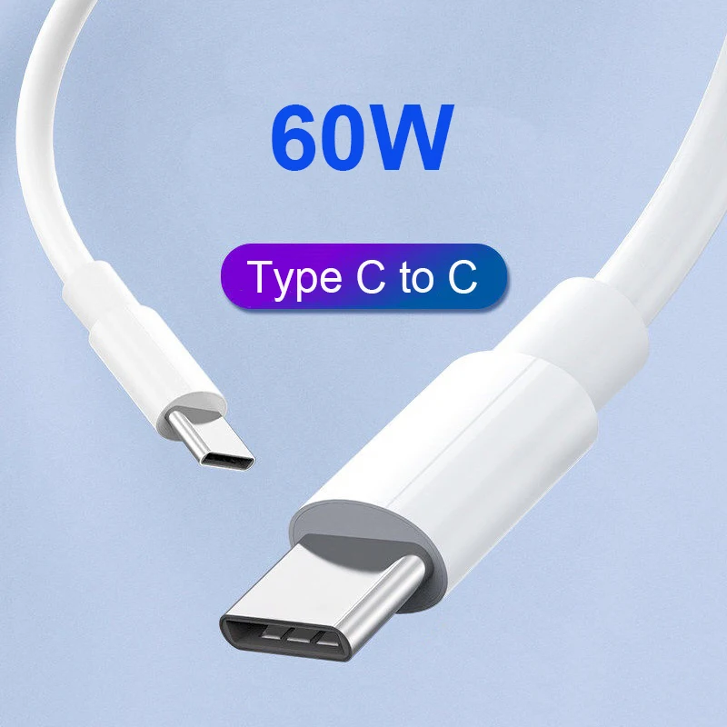 60W USB C Charger Cable Mobile Phone Cord Type C Charging Cable White for Huawei Xiaomi Samsung HTC Laptop Transfer Data Cord
60W USB C Charger Cable Mobile Phone Cord Type C Charging Cable White for Huawei Xiaomi Samsung HTC Laptop Transfer Data Cord
