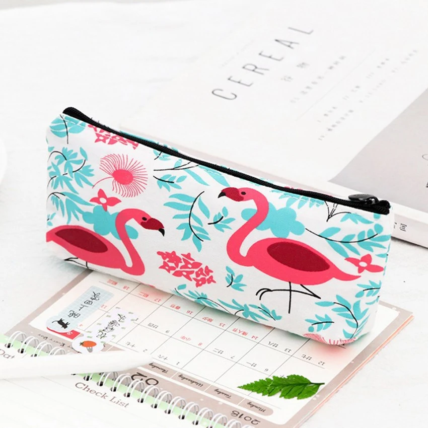 

1Pcs/lot Novelty Canvas Flamingo Pineapple Watermelon School Stationery Student Pencil Bag Storage Zipper Case