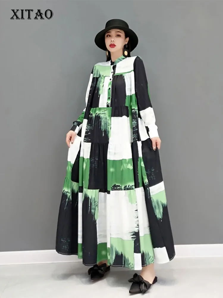 XITAO Contrast Color Dress Loose Fashion Pleated Splicing Loose Casual Stand Collar Shirt Dress 2022 Spring New Women WMD4708
XITAO Contrast Color Dress Loose Fashion Pleated Splicing Loose Casual Stand Collar Shirt Dress 2022 Spring New Women WMD4708