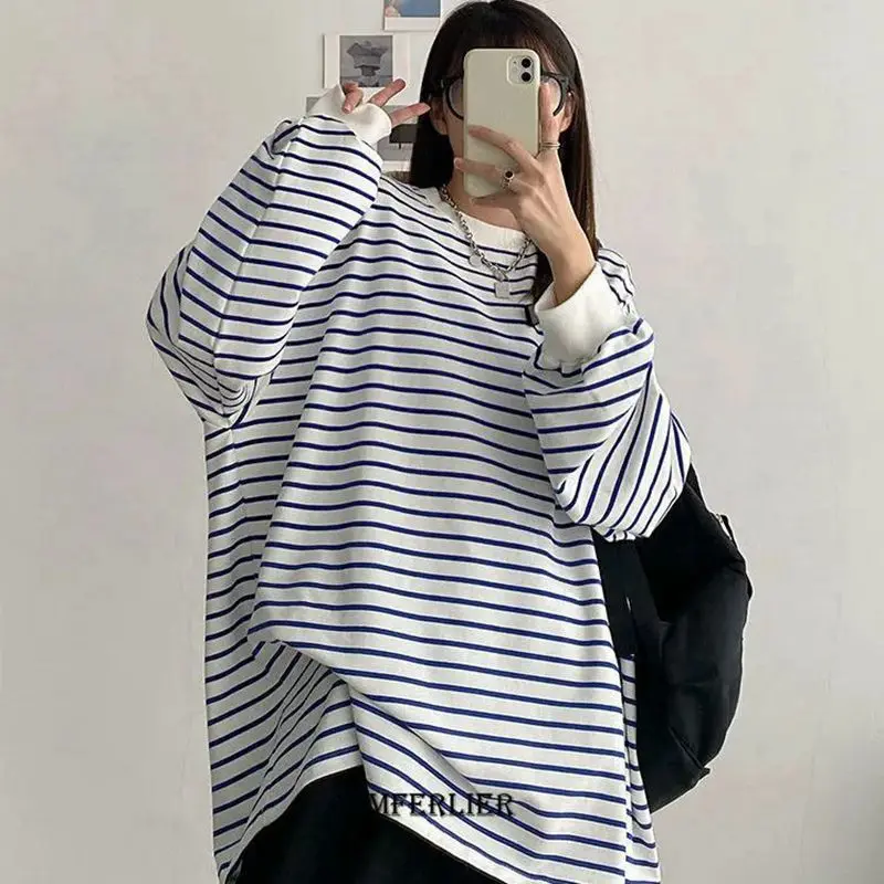 Plus Size 6XL 150KG Long Sleeve T-shirts Women Simple Pure Striped Design Retro Ins Autumn Ladies Tees Top All-match BF Style
Plus Size 6XL 150KG Long Sleeve T-shirts Women Simple Pure Striped Design Retro Ins Autumn Ladies Tees Top All-match BF Style