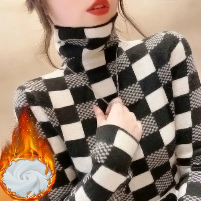 2022 Winter New Women Thicken Double-Sided Warm Oversized T-shirt Plaid Turtleneck Vintage Casual Velvet All-match Female Tops
2022 Winter New Women Thicken Double-Sided Warm Oversized T-shirt Plaid Turtleneck Vintage Casual Velvet All-match Female Tops