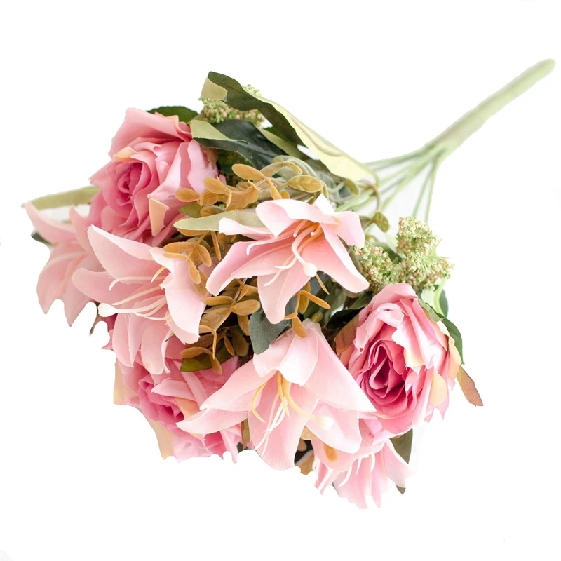 Rose Lily Artificial Silk Flowers For Bride Bouquet Home Living Room Christmas Fake Flowers Wedding Decoration
Rose Lily Artificial Silk Flowers For Bride Bouquet Home Living Room Christmas Fake Flowers Wedding Decoration