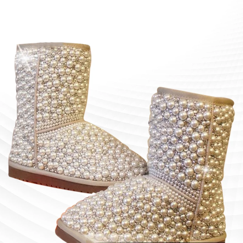 Pearl Rhinestone Luxury Custom Mid Boots Fashion Warm Banquet Snow Boots Large Size 35-44
Pearl Rhinestone Luxury Custom Mid Boots Fashion Warm Banquet Snow Boots Large Size 35-44
