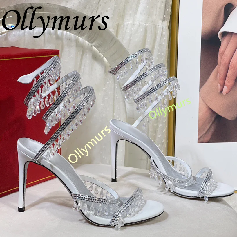 Ollymurs New High Quality pendant String Sanke Shaped Sandals Open Toe Rhinestone Thin High Heels Wedding Shoes Women
Ollymurs New High Quality pendant String Sanke Shaped Sandals Open Toe Rhinestone Thin High Heels Wedding Shoes Women