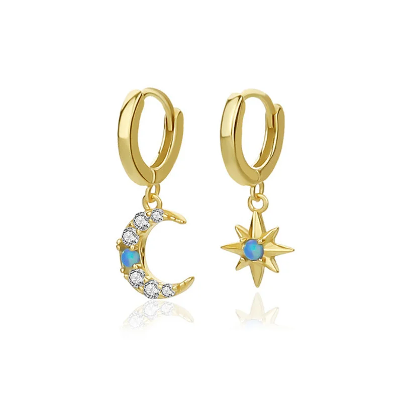 925 Sterling Silver Asymmetry Star Moon Zircon Opal Designer Earrings For Women Vintage Luxury Gold Western Fine Jewelry
925 Sterling Silver Asymmetry Star Moon Zircon Opal Designer Earrings For Women Vintage Luxury Gold Western Fine Jewelry