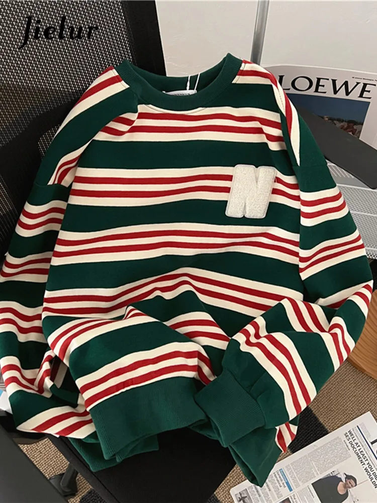 Jielur Autumn Spell Color Striped Hoodies Female Pullover Thin O-neck Long Sleeve Korean Top Women Sweatshirt High Street M-XL
Jielur Autumn Spell Color Striped Hoodies Female Pullover Thin O-neck Long Sleeve Korean Top Women Sweatshirt High Street M-XL