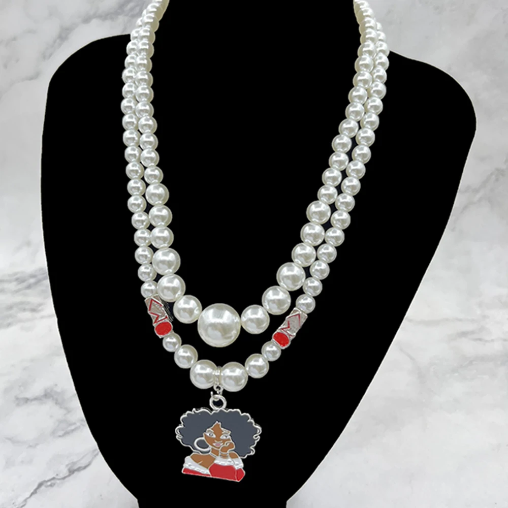 Two Layers Pearl White Diamond Inlay Greek Letter Pendant Sister Sorority Necklaces
Two Layers Pearl White Diamond Inlay Greek Letter Pendant Sister Sorority Necklaces