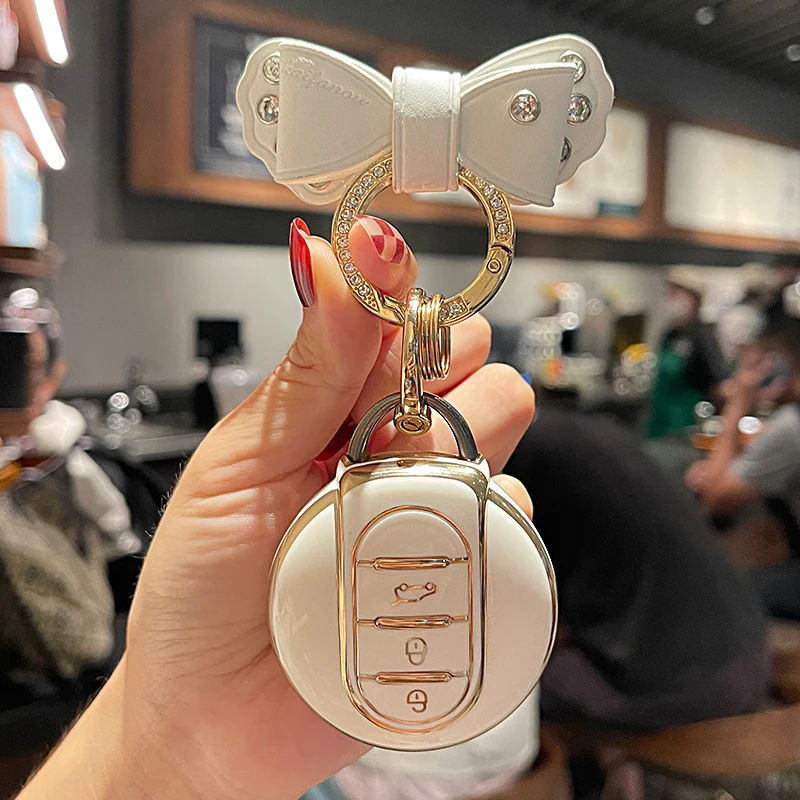 TPU Car Key Case for BMW Mini Cooper F55 F56 F57 F54 F60 JCW Clubman Countryman Keyless Shell Cover Car Accessories Bow Keychain 
TPU Car Key Case for BMW Mini Cooper F55 F56 F57 F54 F60 JCW Clubman Countryman Keyless Shell Cover Car Accessories Bow Keychain