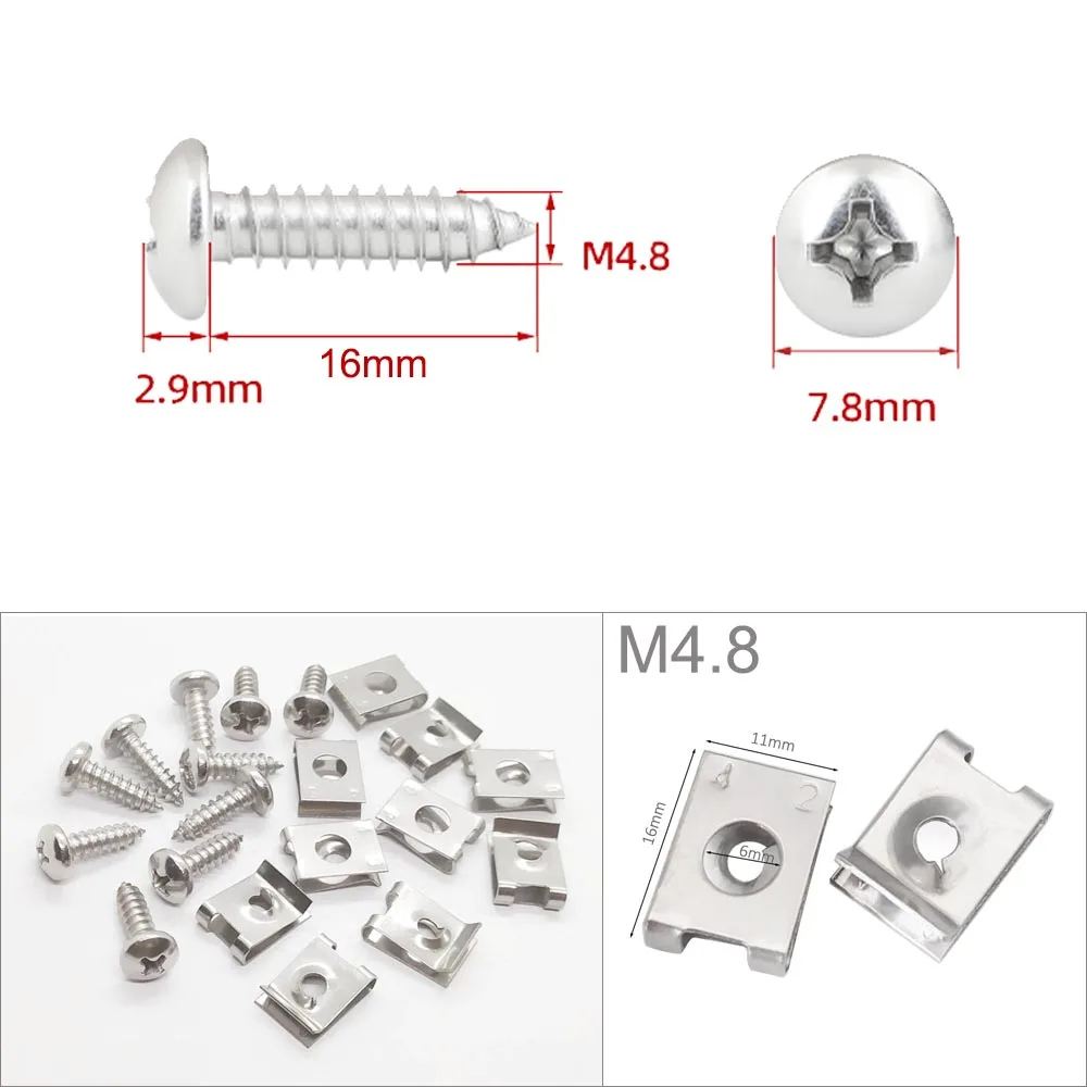 10 комплектов саморезов из нержавеющей стали U-образные зажимы M4.2/4.8 для автомобиля, мотоцикла, скутера, крепеж, защита бампера крыла 
10 комплектов саморезов из нержавеющей стали U-образные зажимы M4.2/4.8 для автомобиля, мотоцикла, скутера, крепеж, защита бампера крыла
