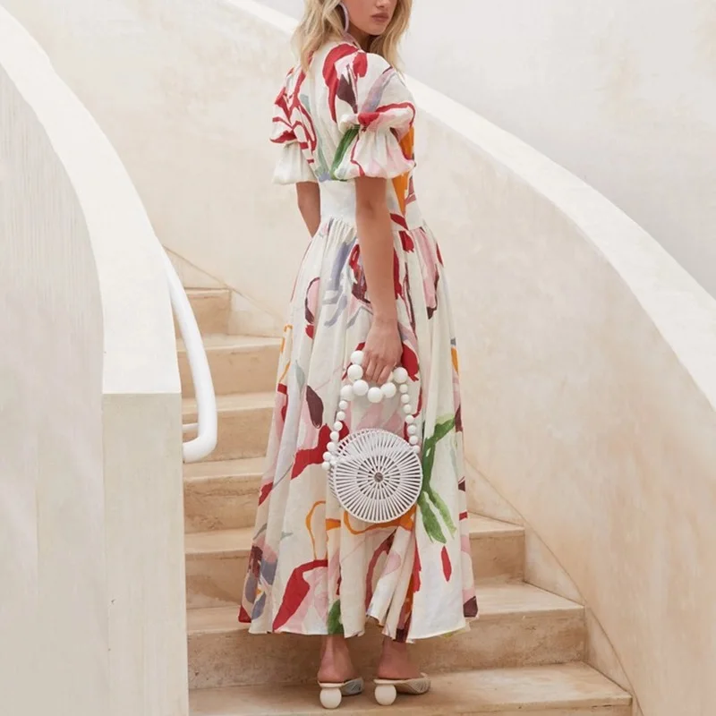 2022 New Slim Fit Chiffon Print Long Dress Beach Skirt Casual V-Neck Button A-line Dress Ladies Halter Boho Dress Women Vestidos
2022 New Slim Fit Chiffon Print Long Dress Beach Skirt Casual V-Neck Button A-line Dress Ladies Halter Boho Dress Women Vestidos