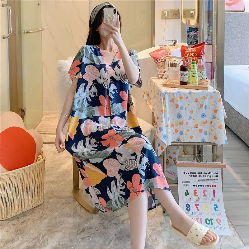 Korean Fashion Cartoon Floral Dress Woman 잠옷 Women's Nightgown Loose Night Dress Women 2022 Summer Home Clothes Chic Sleepwear
Korean Fashion Cartoon Floral Dress Woman 잠옷 Women's Nightgown Loose Night Dress Women 2022 Summer Home Clothes Chic Sleepwear