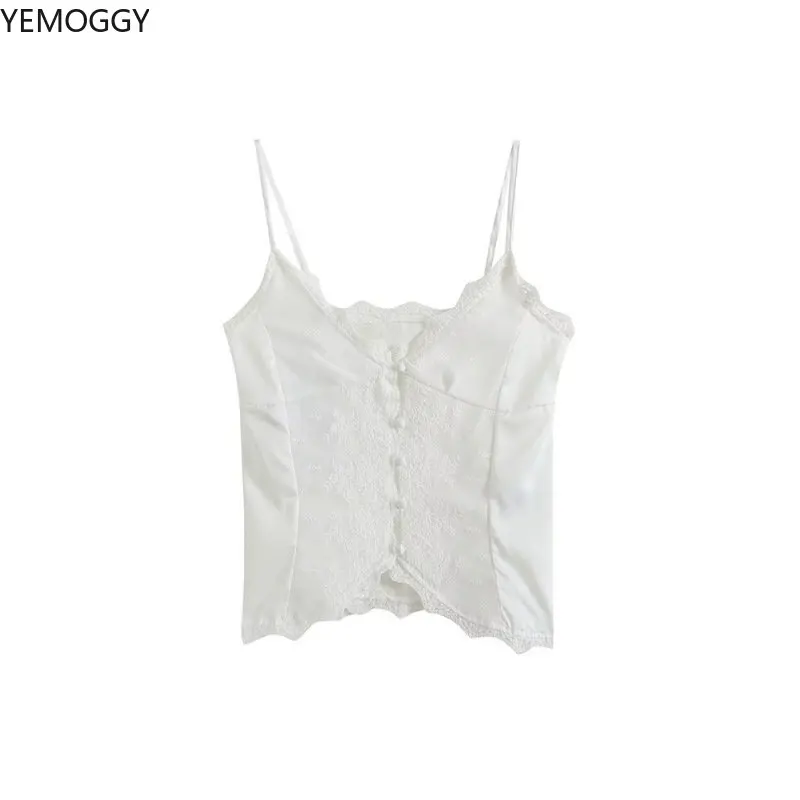 

YEMOGGY Sexy Women's Camisole for summer Women Camis 2023 New V-neck Lace Splice Single breasted Camisole Ladies Solid Vest Tops