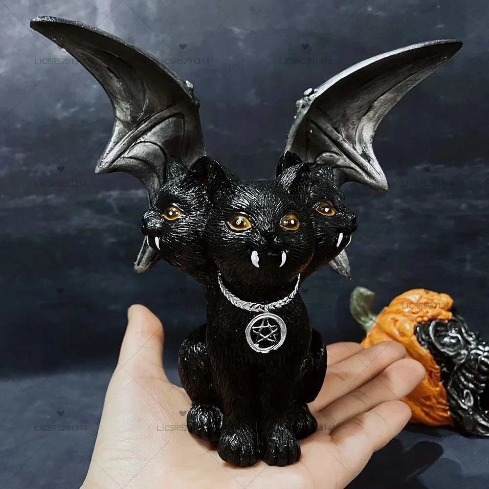Dark 3 Heads Cat With Bat Wings Statues For Halloween Decoration Black Cat Ornaments For Home Sculptures & Figurines Decoration
Dark 3 Heads Cat With Bat Wings Statues For Halloween Decoration Black Cat Ornaments For Home Sculptures & Figurines Decoration