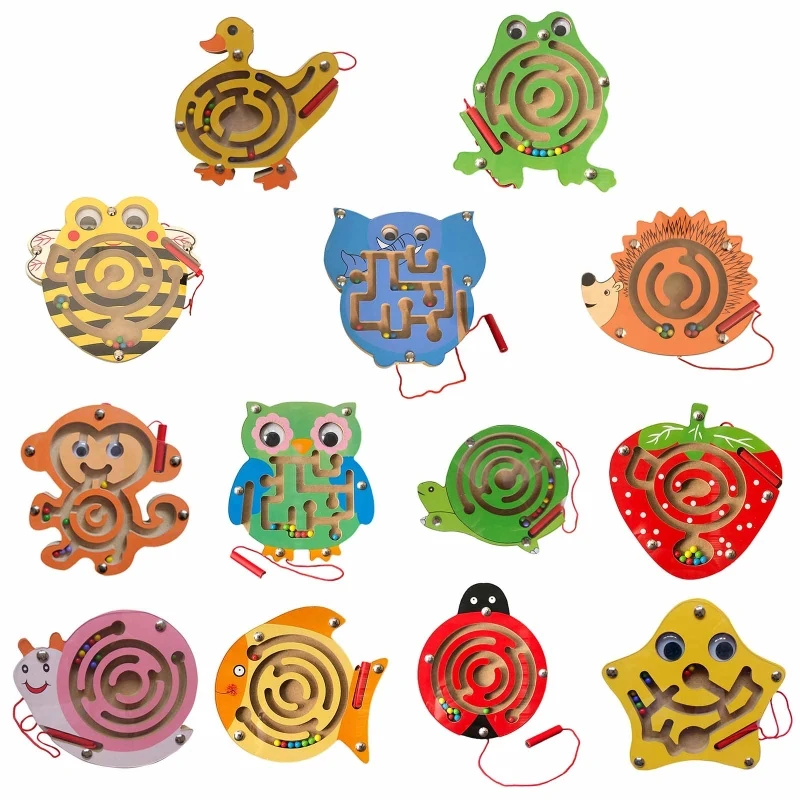 

Kids Magnetic Maze Game Educational Toys Cute Cartoon Owl Shape Walking Beads Puzzle Board Teenager Children Brain Teaser Gifts