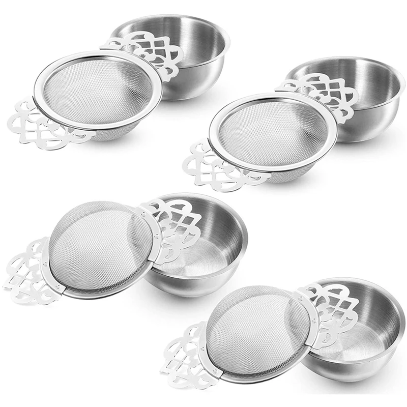 4Pcs Tea Strainers with Drip Bowls, Mesh Tea Infuser Stainless Steel Loose Leaf Tea Filter with Double Winged Handles
4Pcs Tea Strainers with Drip Bowls, Mesh Tea Infuser Stainless Steel Loose Leaf Tea Filter with Double Winged Handles